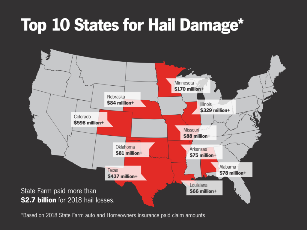 State Farm Hailstone map